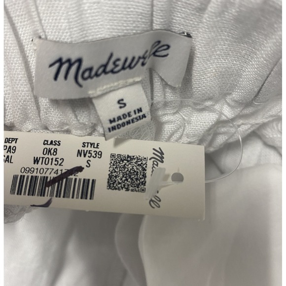 Madewell Pants Size Small Pull On Barrel Linen White Ankle Cropped NEW NV539 - Picture 10 of 11